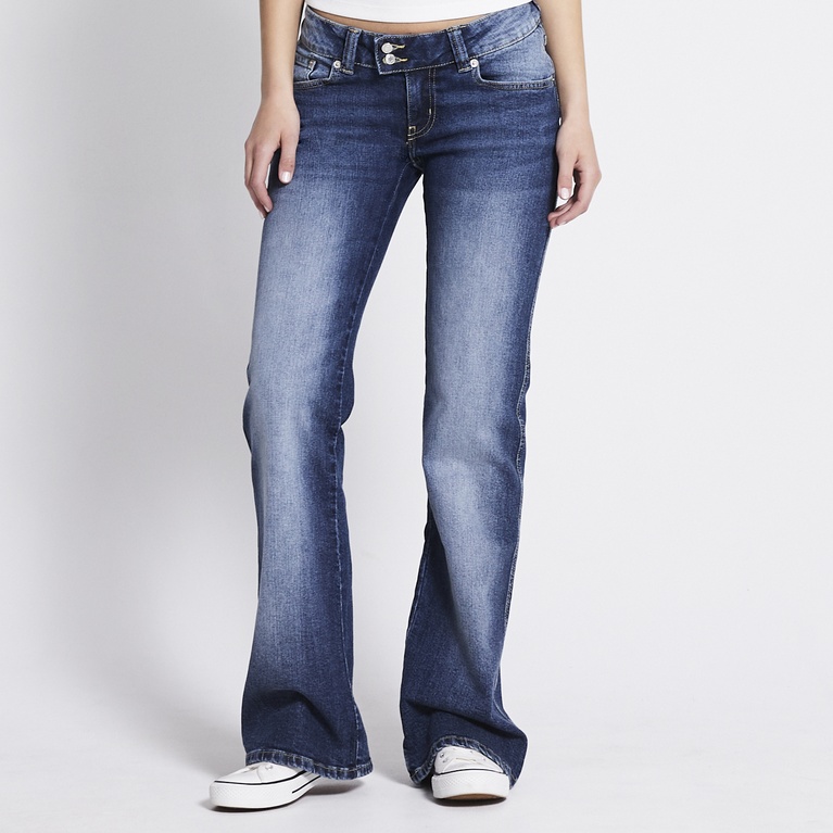 Embroidery bootcut jeans "Paris Embroidery" Y2K Blue
